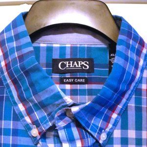 Chaps SS XL Easy Care Light Blue Dark Blue Dark RedWhite..